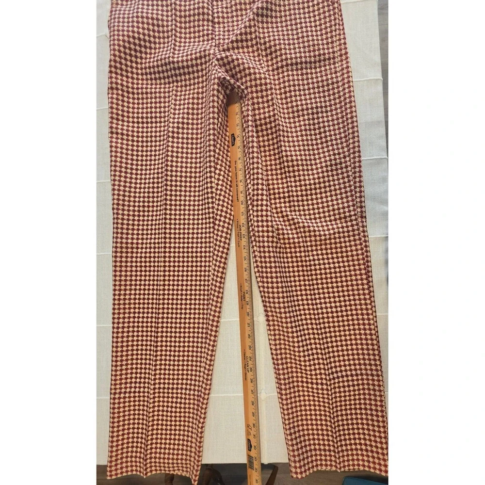 Believe Accessories Mens Houndstooth Dress Pants Red Cream Size 40 Flat Front